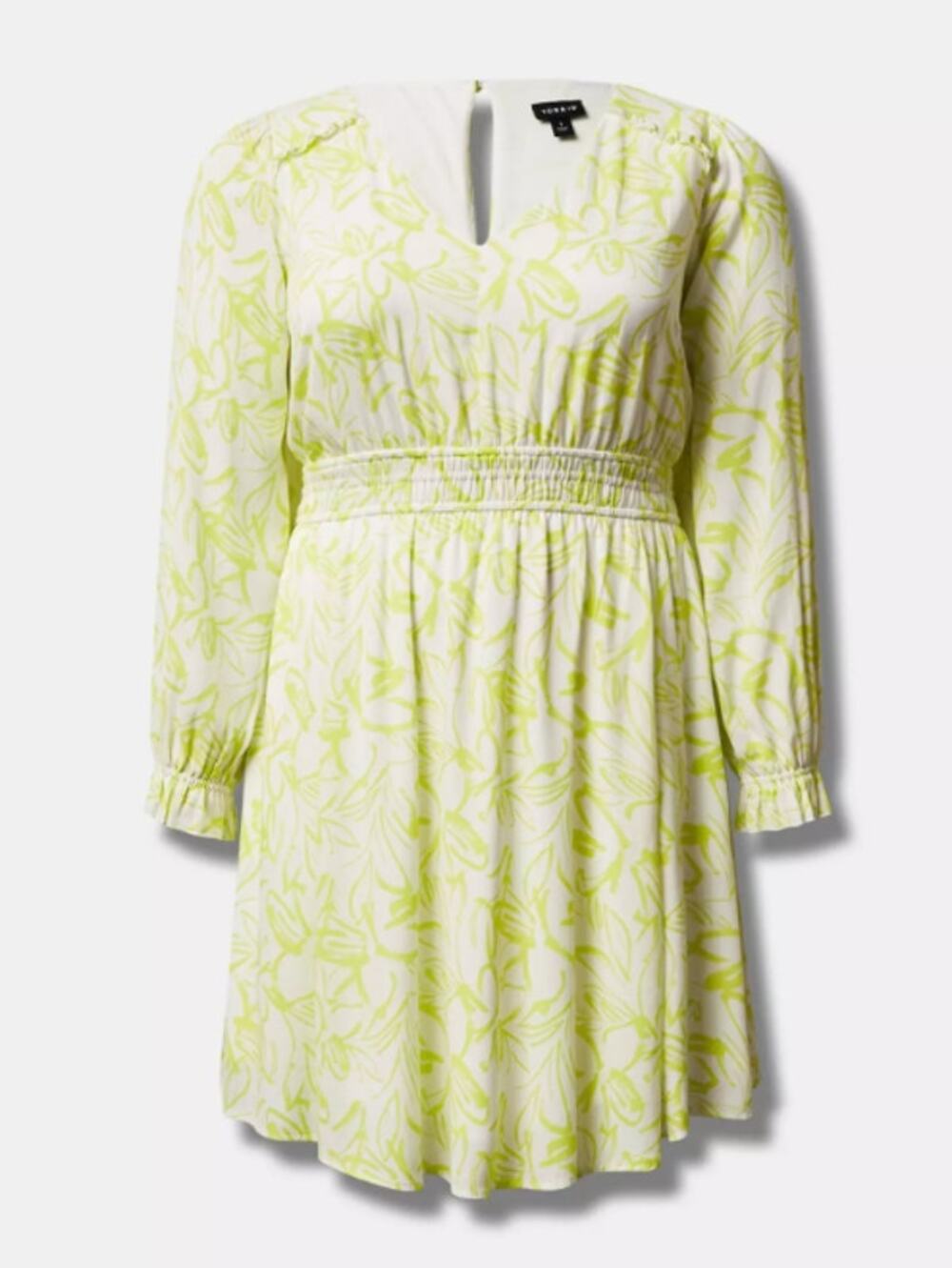 Torrid Women's Plus Size Floral Yellow Mini Wide Waist Skater Dress Size 00 New